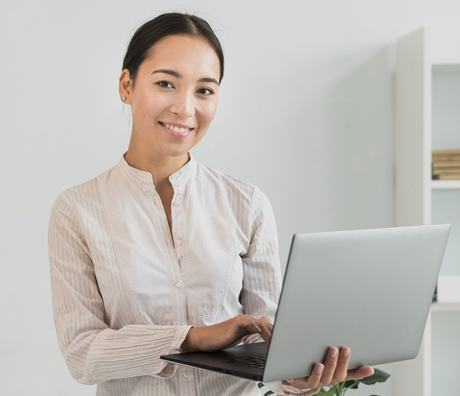Offshore team member working in a professional office environment
